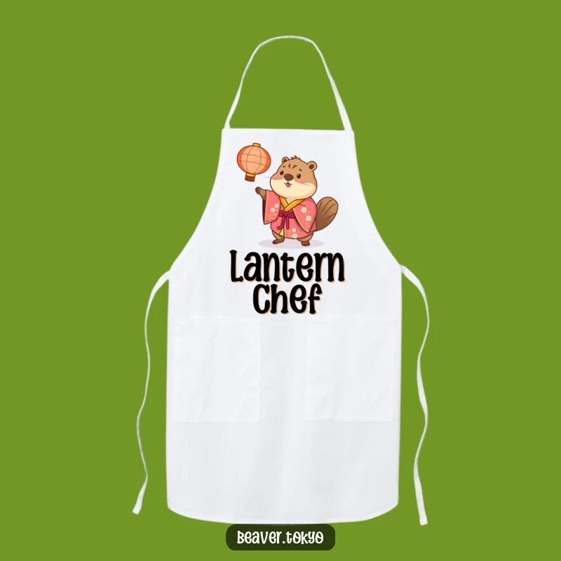 Funny Beaver Lantern Toss Apron - Colorful Kimono Chef's Gift
