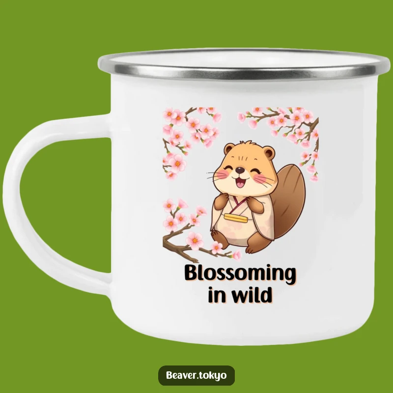 Funny Happy Beaver Camping Mug: Outdoorsy Serenity, Sakura Gift