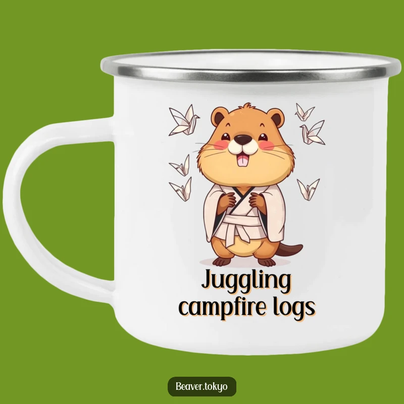 Funny Juggling Beaver Camping Mug: Outdoorsy Acrobat Fun, Quirky Gift