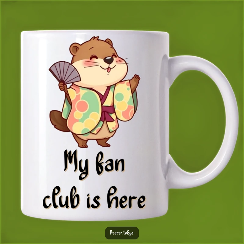 Funny Kimono Beaver Mug: Cute Animal Waving Fan, Perfect Playful Gift