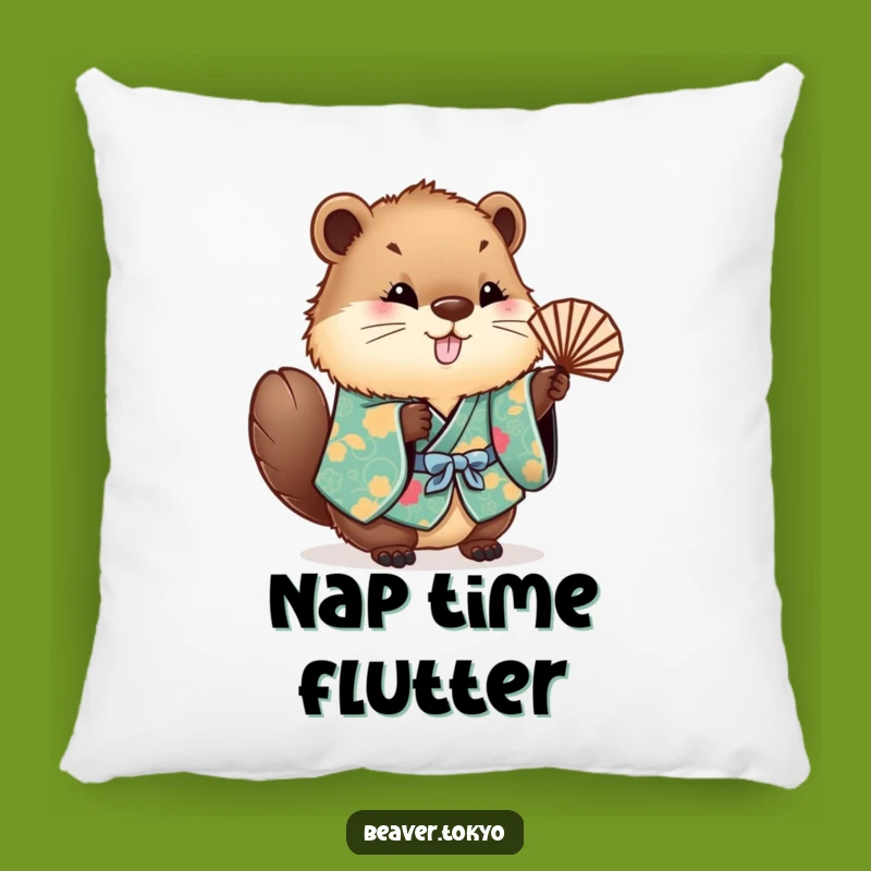 Funny Beaver Kimono Pillow - Soft Fluffy Waving Fan Cushion Gift