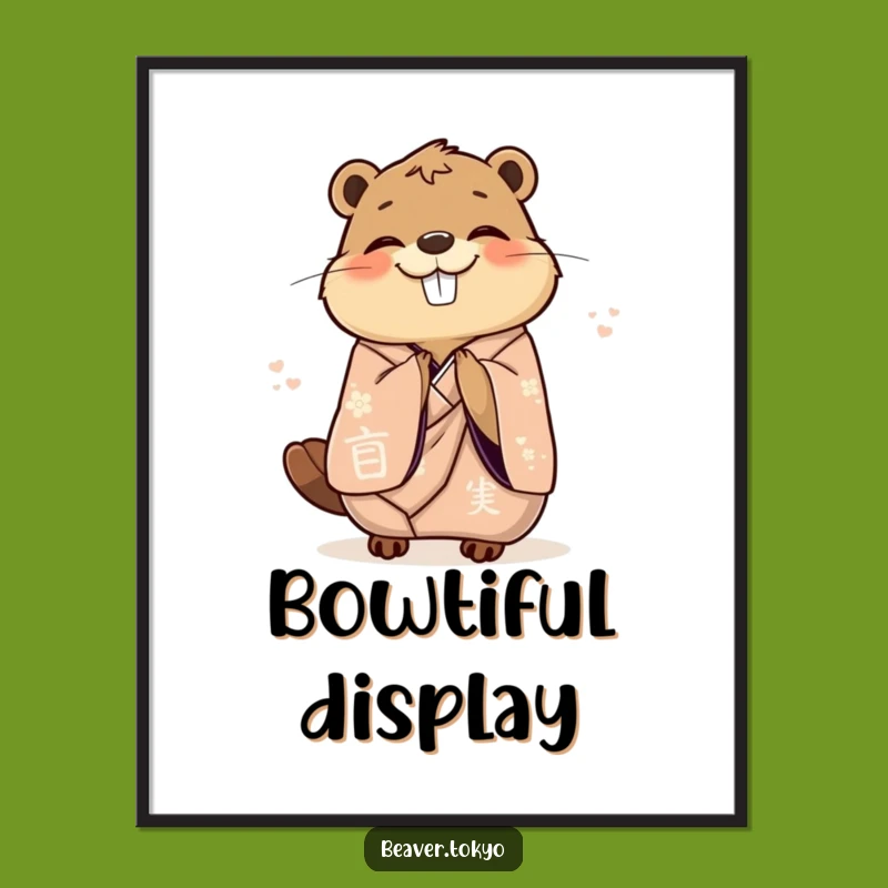 Funny Bowing Beaver Digital Print: Elegant Art for Instant Joy