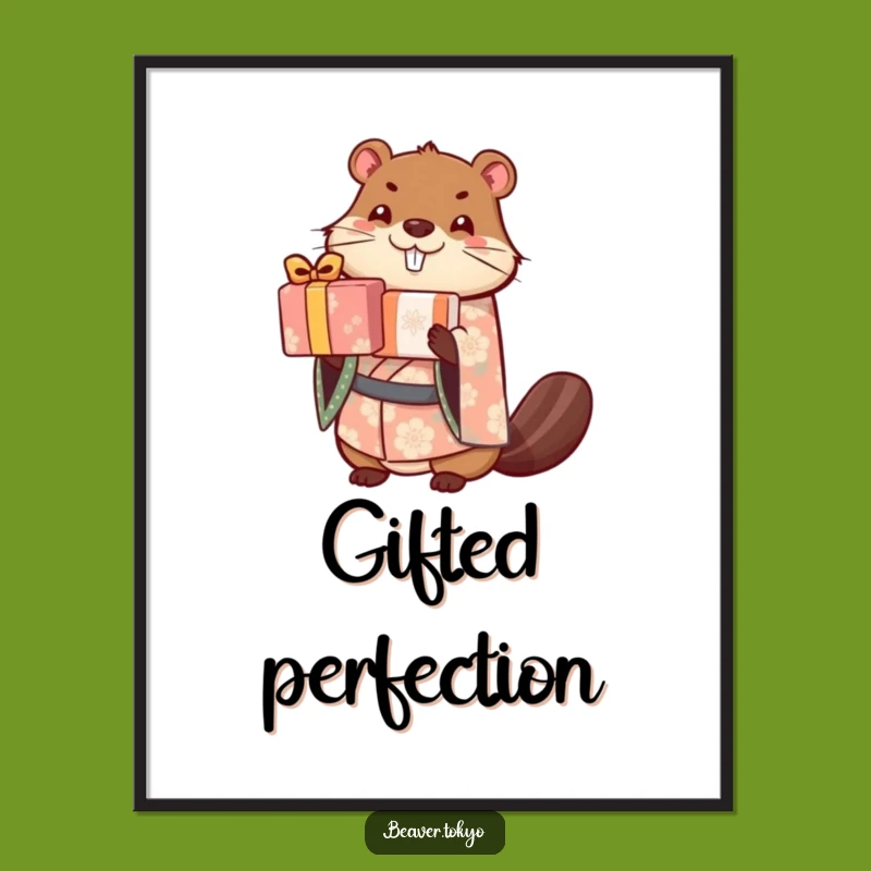 Funny Beaver Gift Stacker Digital Art - Cute Kimono Print Gift