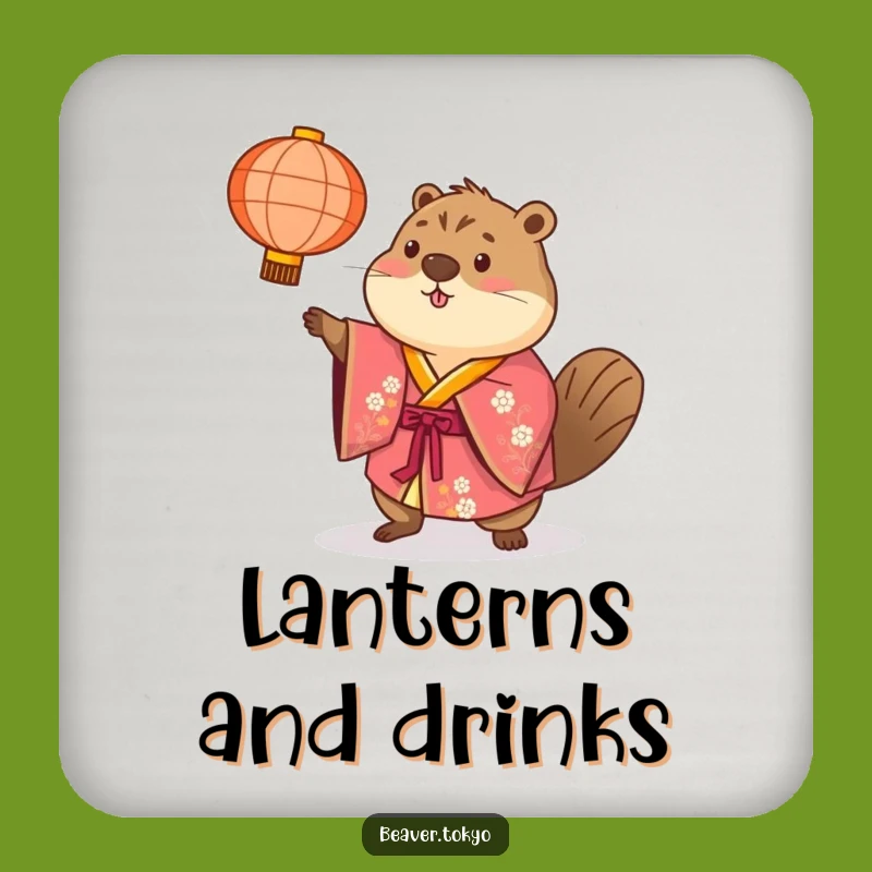 Funny Beaver Lantern Toss Coaster - Colorful Kimono Table Gift