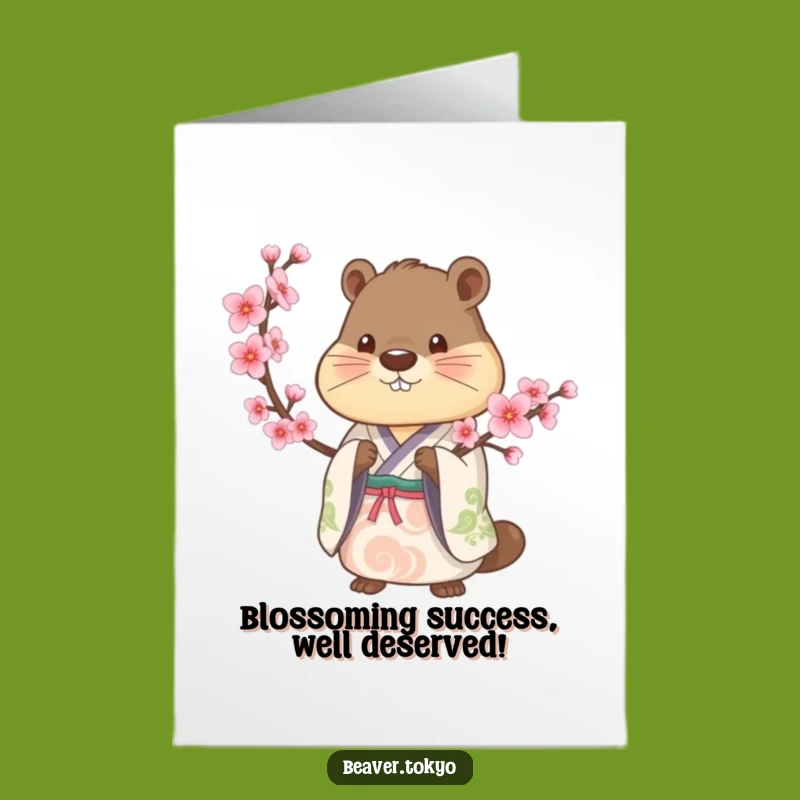 Free Printable Beaver Congrats Card: Blossom Branch Celebration Downloadable