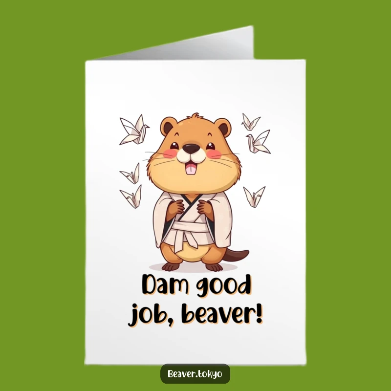 Free Printable Congrats Card: Juggling Beaver's Skill - Funny Downloadable