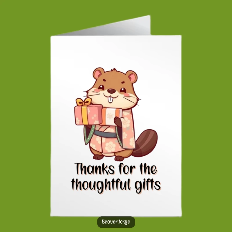Free Printable Beaver Thank You Card: Gift Stack Gratitude Downloadable