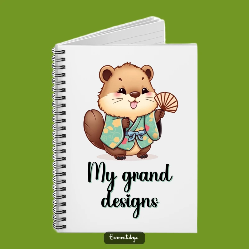Funny Beaver Kimono Notebook - Cute Fluffy Waving Fan Journal Gift