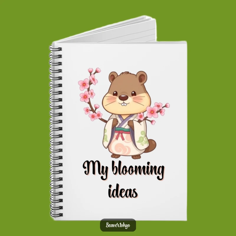 Beaver Kimono Cherry Blossom Notebook - Artistic Journal Gift