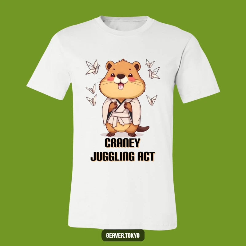 Funny Juggling Beaver T-Shirt: Kimono Acrobat Apparel, Quirky Gift