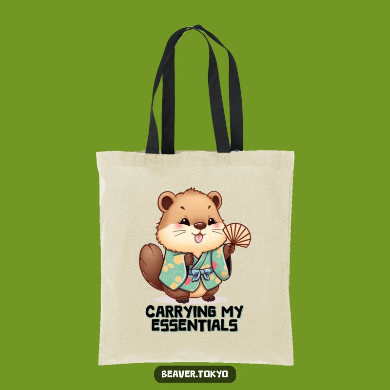 Funny Beaver Kimono Tote Bag - Adorable Fluffy Fan Carrier Gift