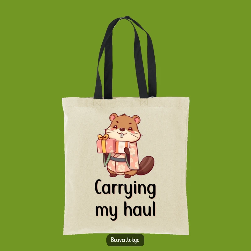 Funny Beaver Gift Carrier Tote Bag - Cute Kimono Present Bag Gift